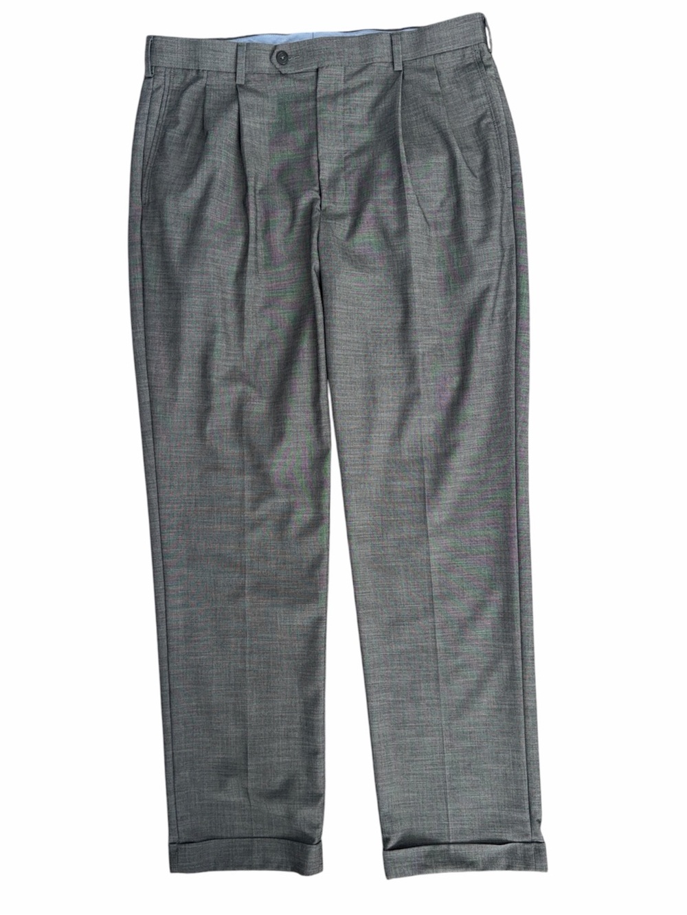 Roundtree & Yorke Travel Smart Men's Gray Pleated Cuffed Dress Trousers 34X32